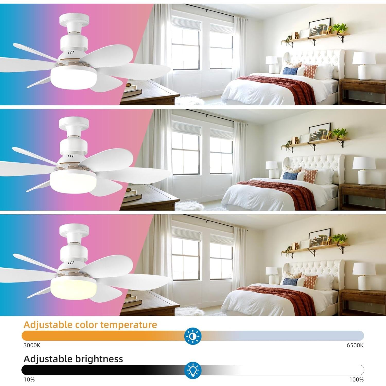 Ventilador de Techo con Luz AHXIAOZN Blanco RGB 52cm