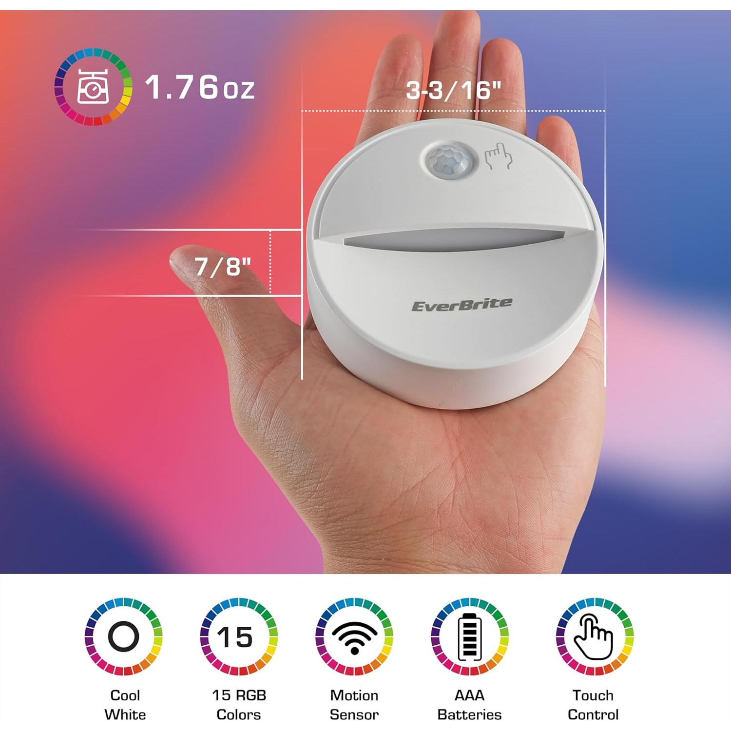 Luz Nocturna LED EverBrite con Sensor de Movimiento RGB - 6 Pzs