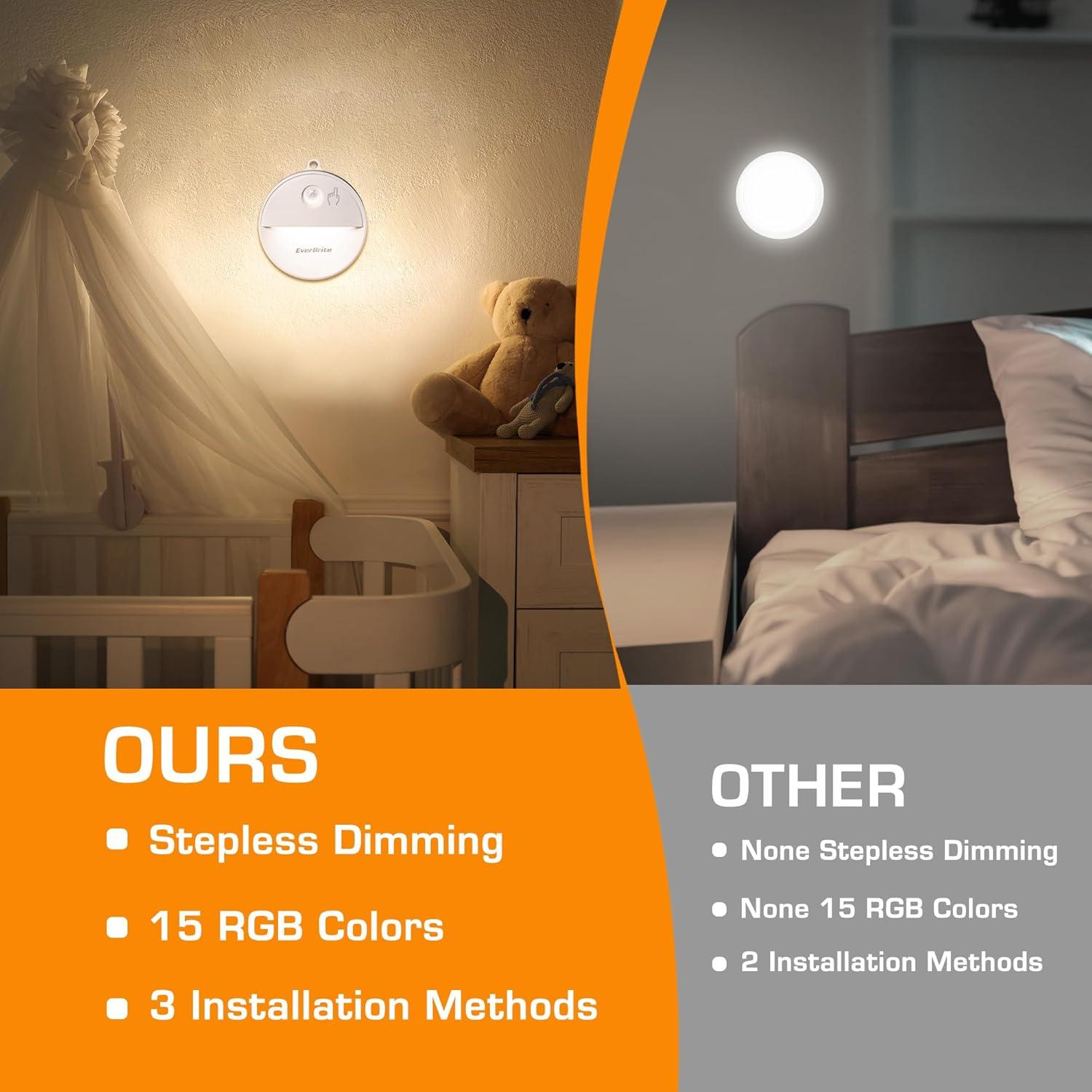 Luz Nocturna LED EverBrite con Sensor de Movimiento RGB - 6 Pzs