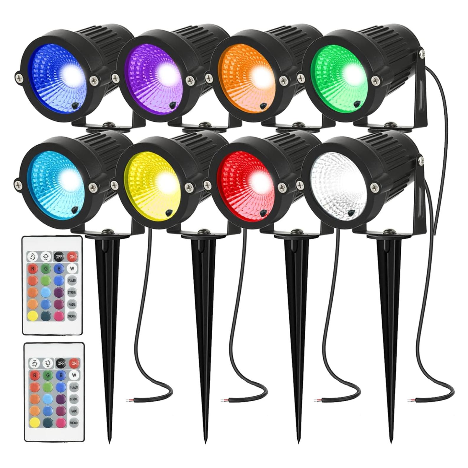 Luces LED RGB para Jardín AHSELLUS 8P 5W IP66 Control Remoto