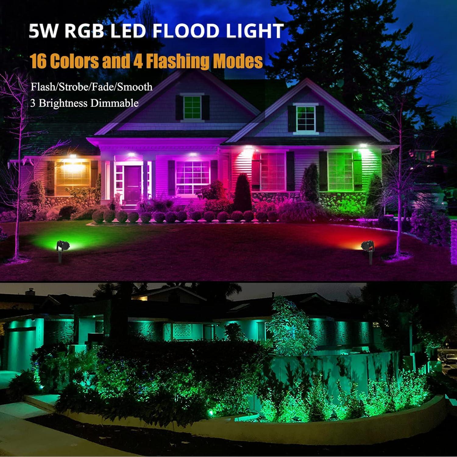 Luces LED RGB para Jardín AHSELLUS 8P 5W IP66 Control Remoto