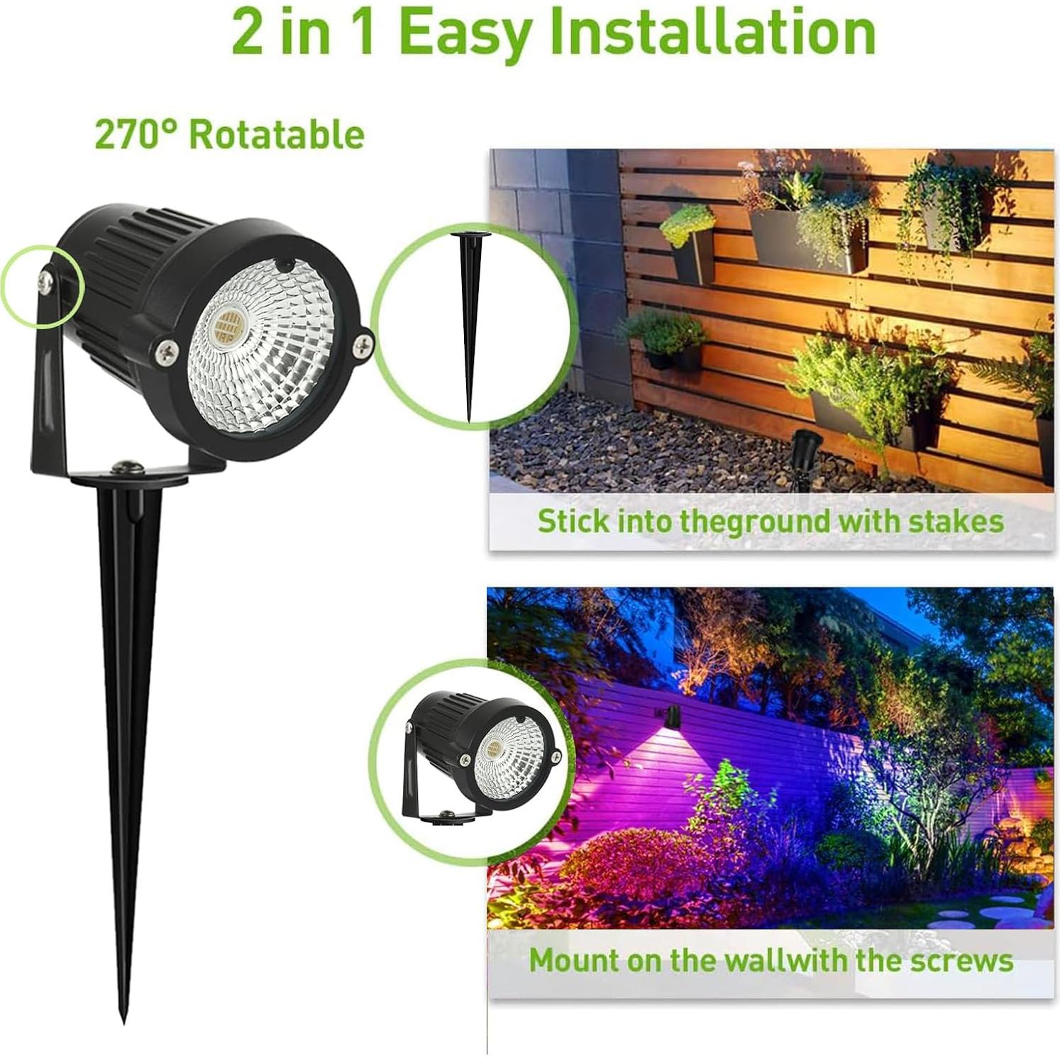 Luces LED RGB para Jardín AHSELLUS 8P 5W IP66 Control Remoto