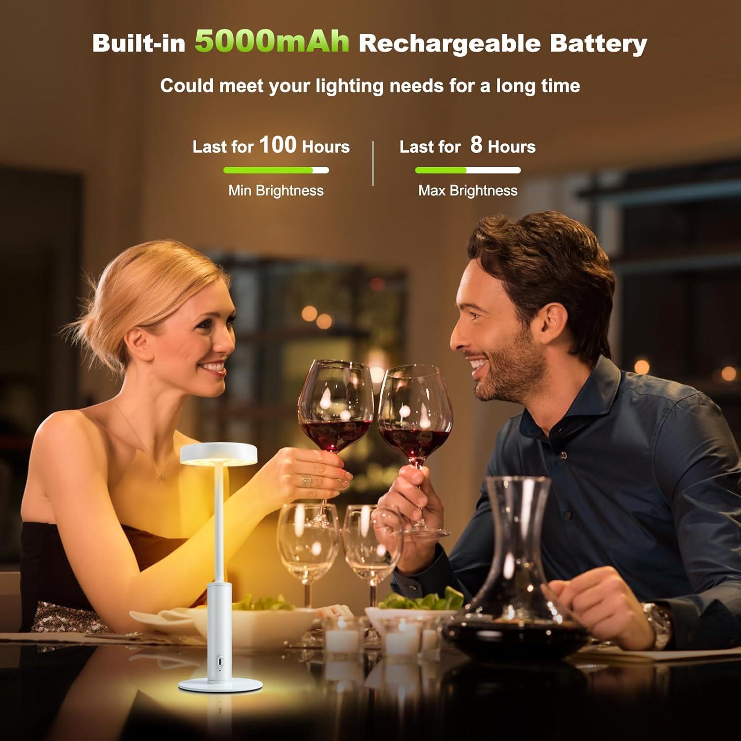 Paquete de 2 Lámparas de Mesa Inalámbricas Recargables Wowag