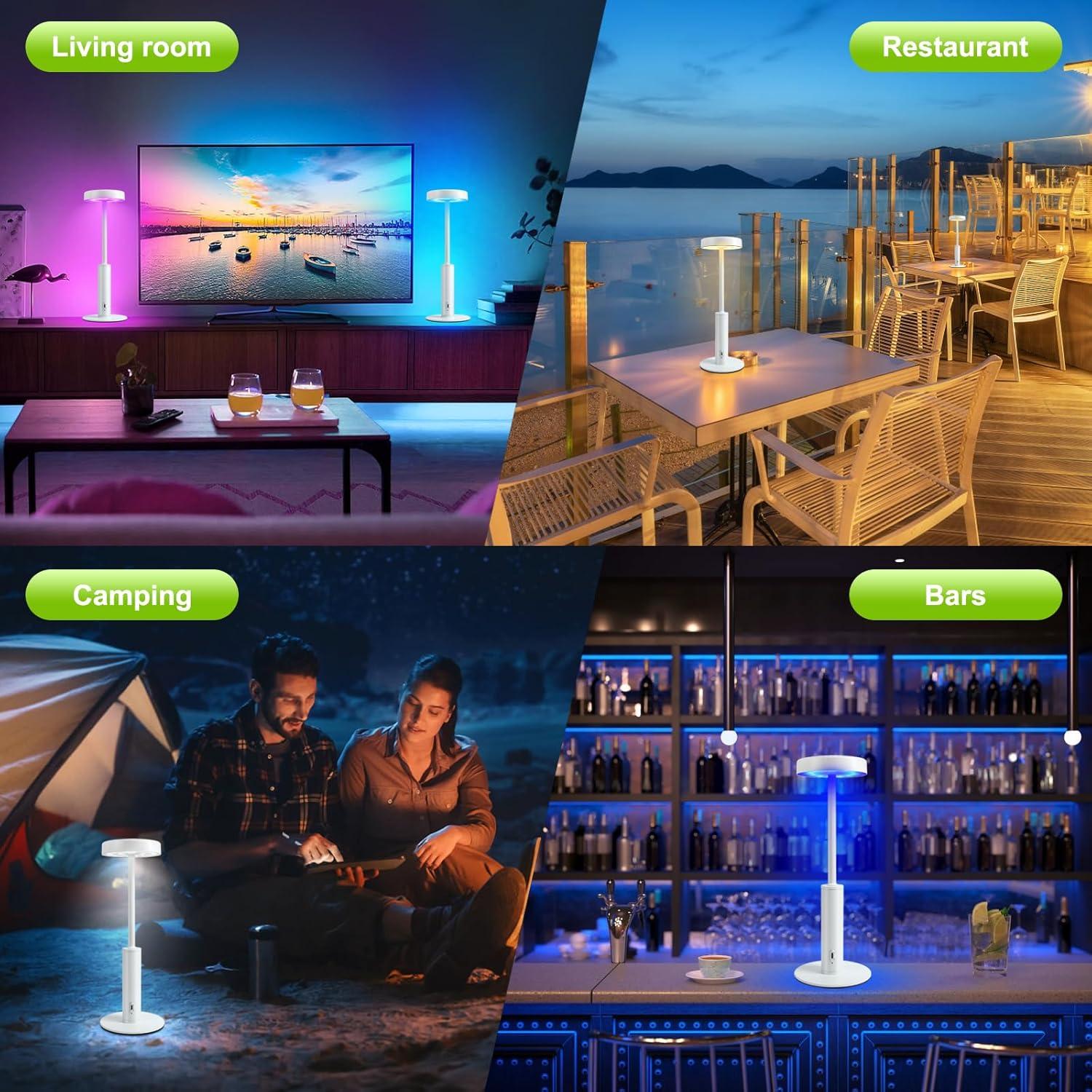 Paquete de 2 Lámparas de Mesa Inalámbricas Recargables Wowag