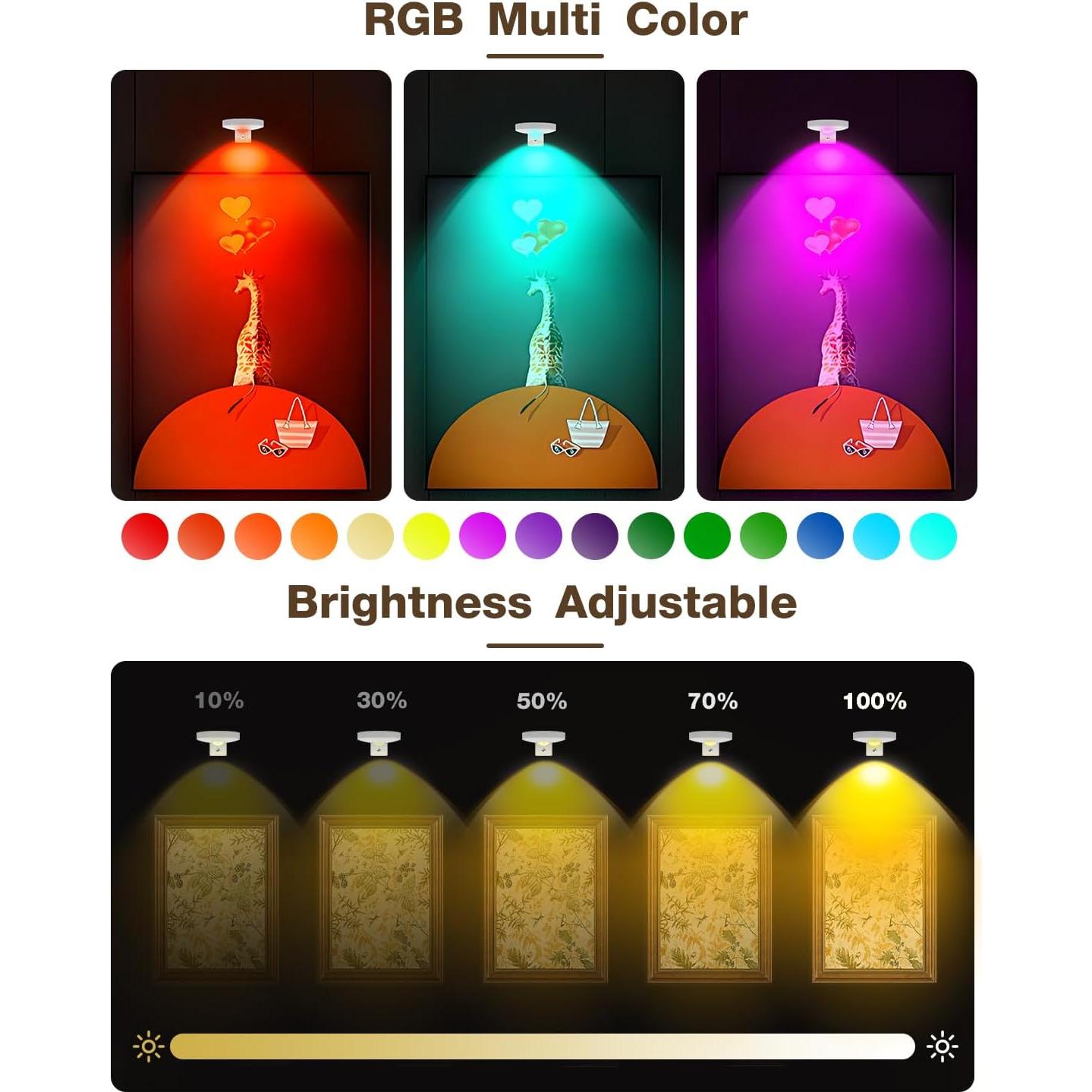 Luces Puck Recargables Aokpsrt 6PCS RGB 1500mAh para Cuadros