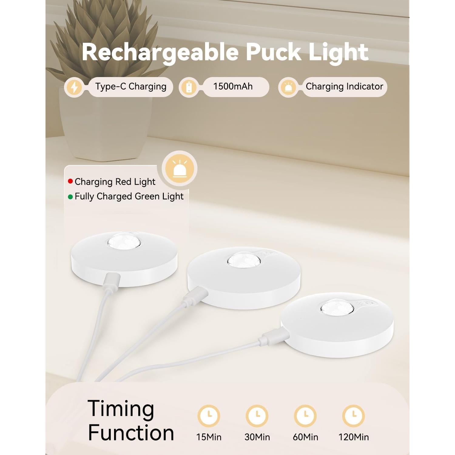 Luces Puck Recargables Aokpsrt 6PCS RGB 1500mAh para Cuadros