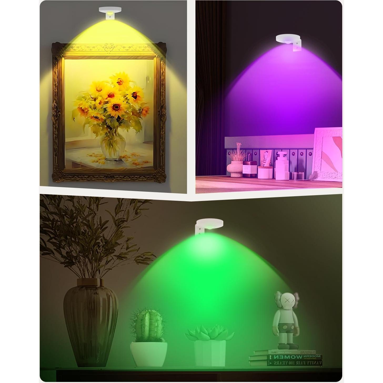 Luces Puck Recargables Aokpsrt 6PCS RGB 1500mAh para Cuadros