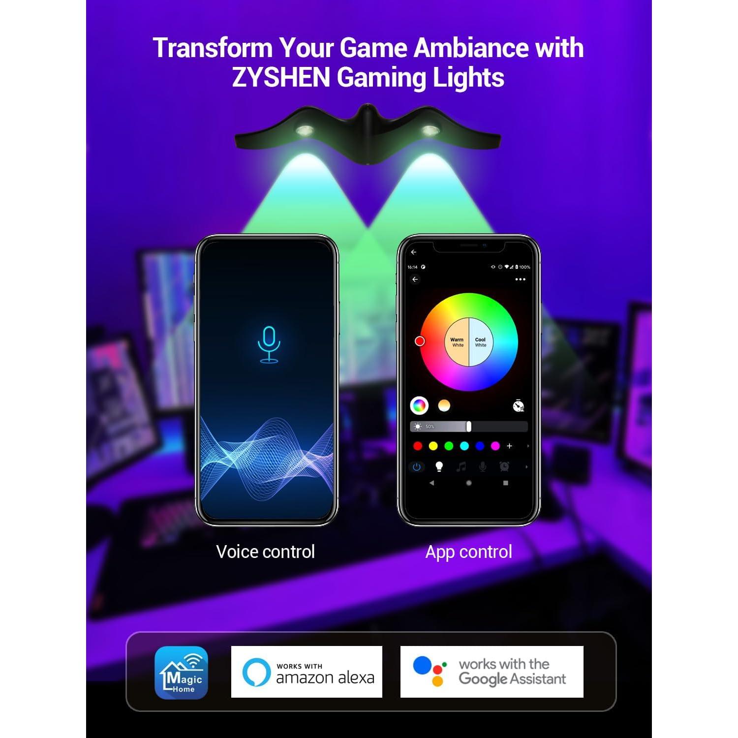 Luz de Pared LED RGB ZYSHEN - Control APP y Voz, USB