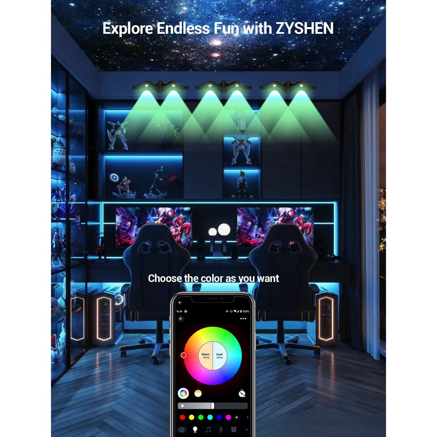 Luz de Pared LED RGB ZYSHEN - Control APP y Voz, USB