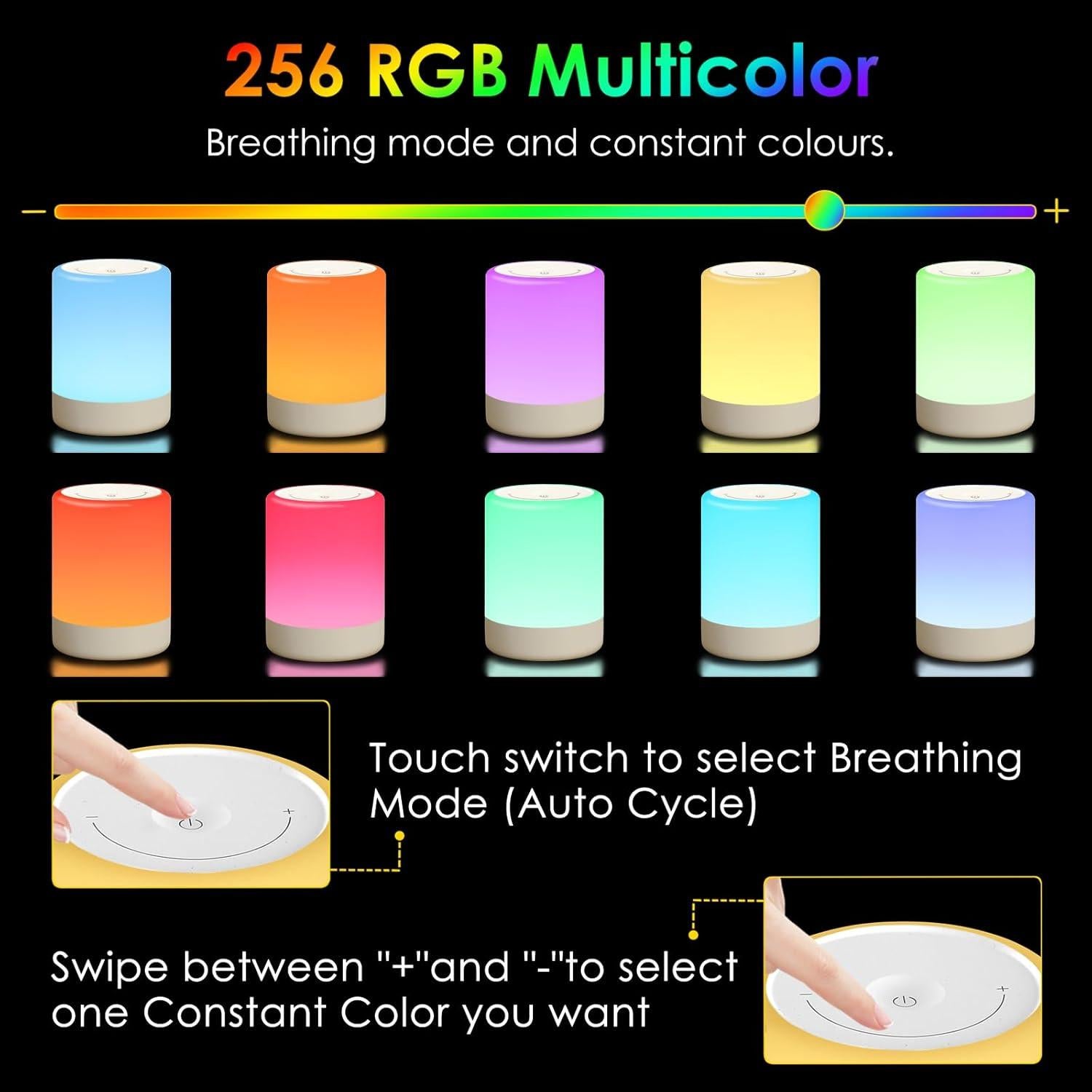 Luz Nocturna Táctil YUNJAYI 256 Colores RGB Recargable 2200mAh