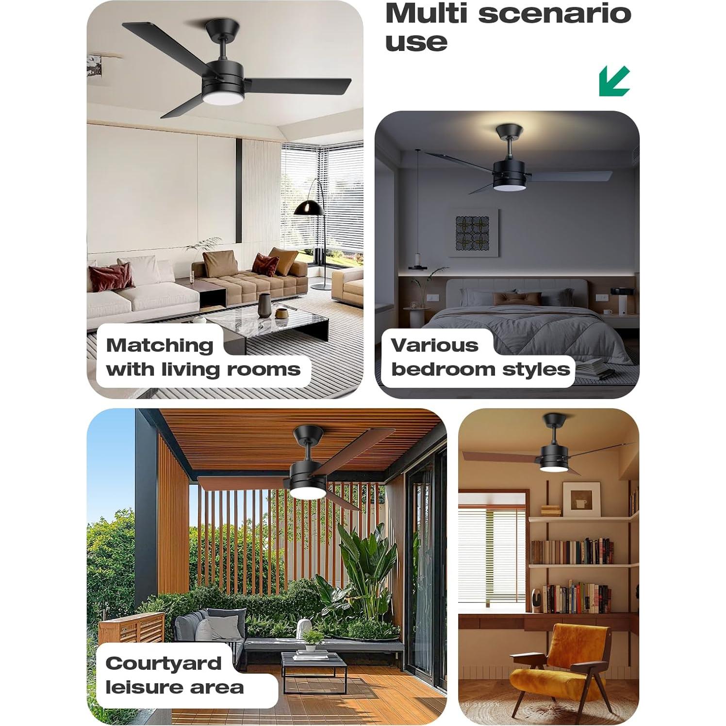 Ventilador de Techo Hinomy 132 cm con Luz LED y Control Remoto