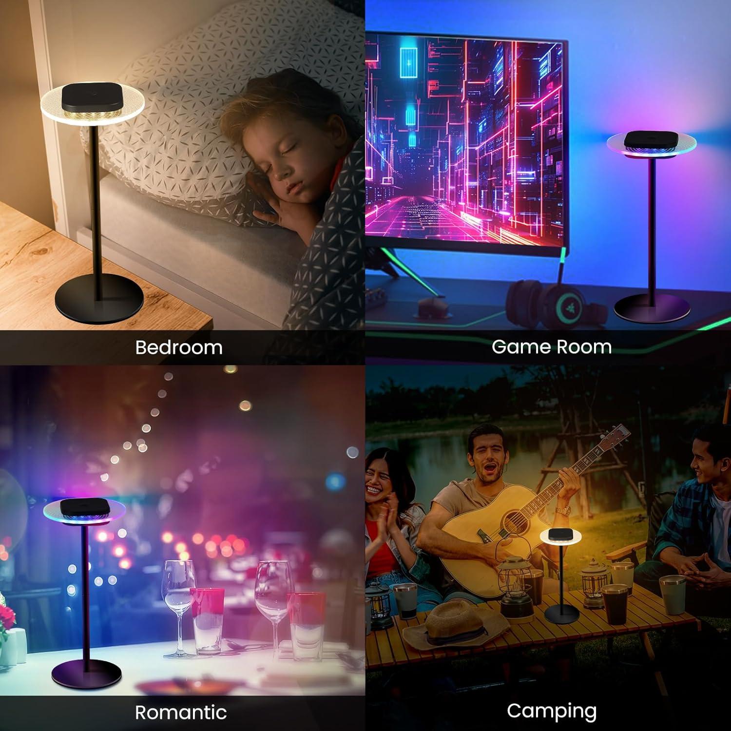 Lámpara de Mesa LED Inalámbrica LOFTEK - Carga USB RGB 4 Modos