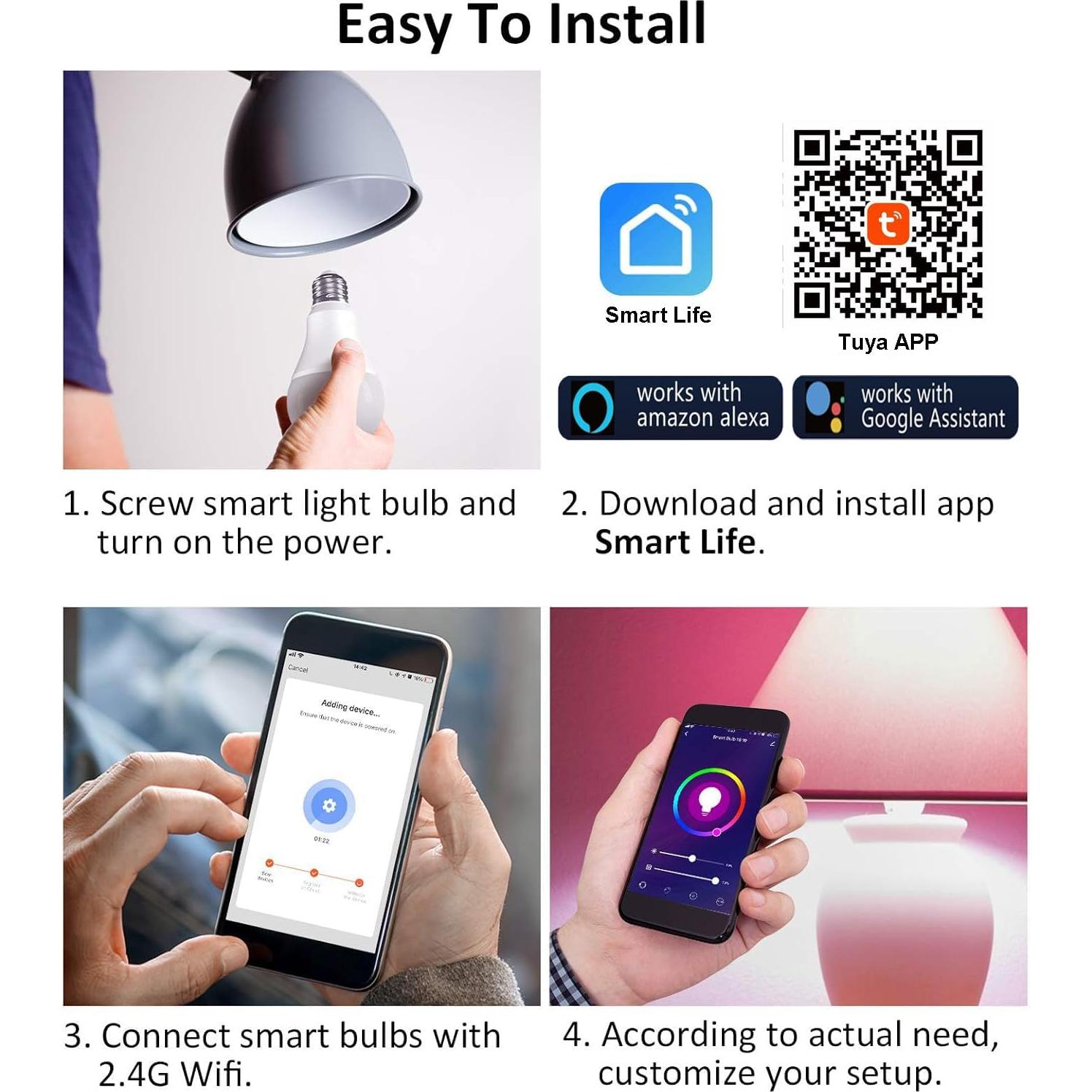 Bombilla LED Inteligente Vinaco A19 9W RGB E26 WiFi Alexa