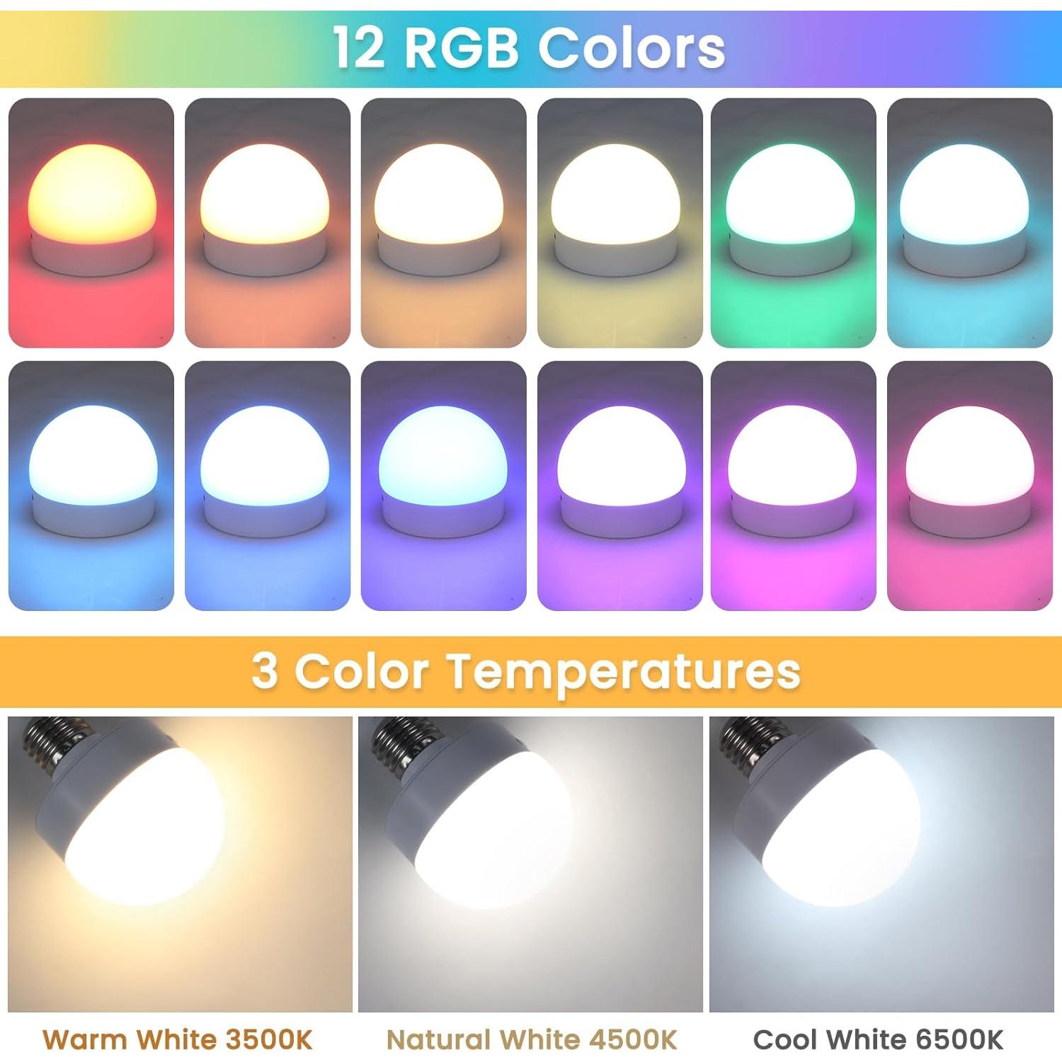 Bombilla LED recargable E26 EIDEARAY con control remoto 12 colores