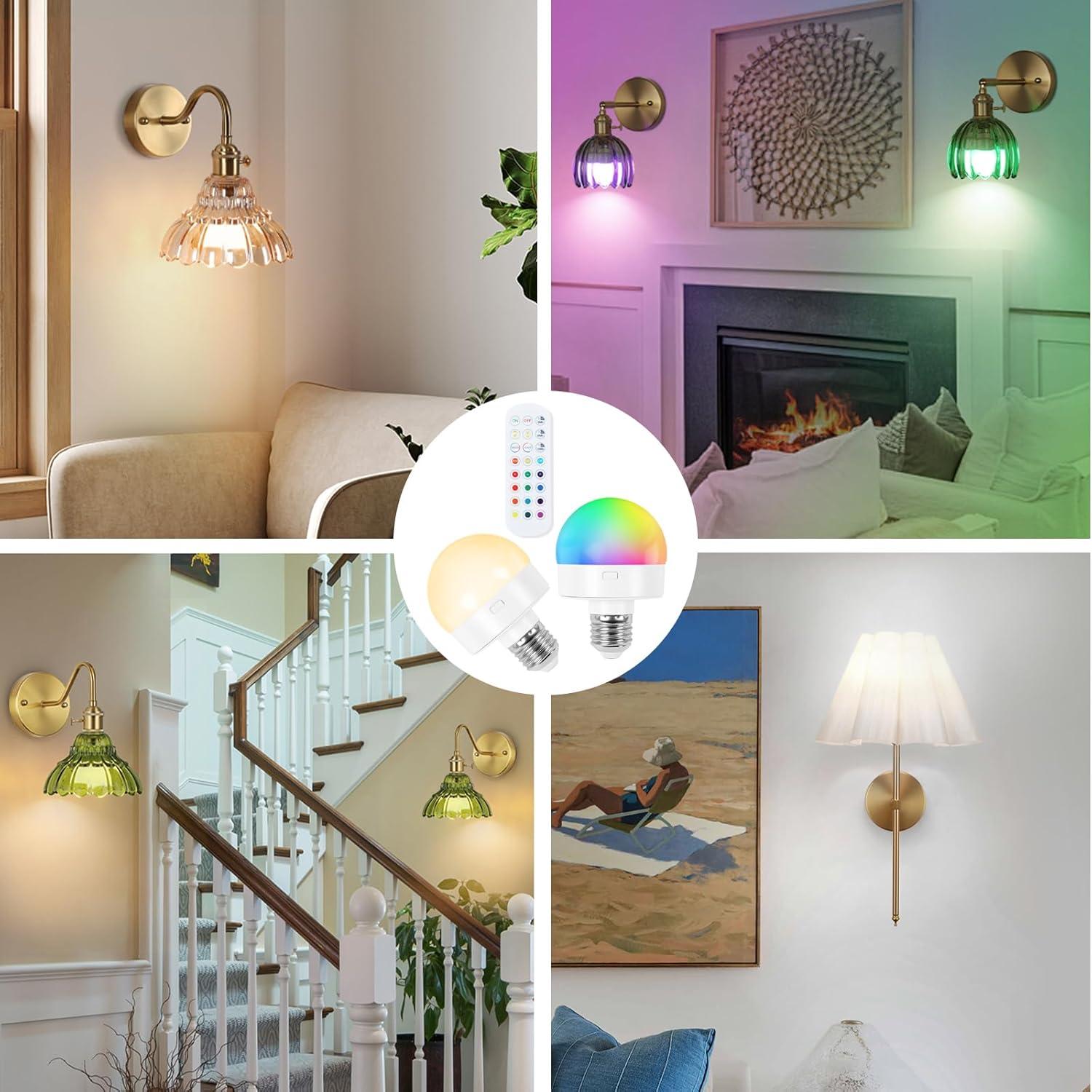 Bombilla LED recargable E26 EIDEARAY con control remoto 12 colores