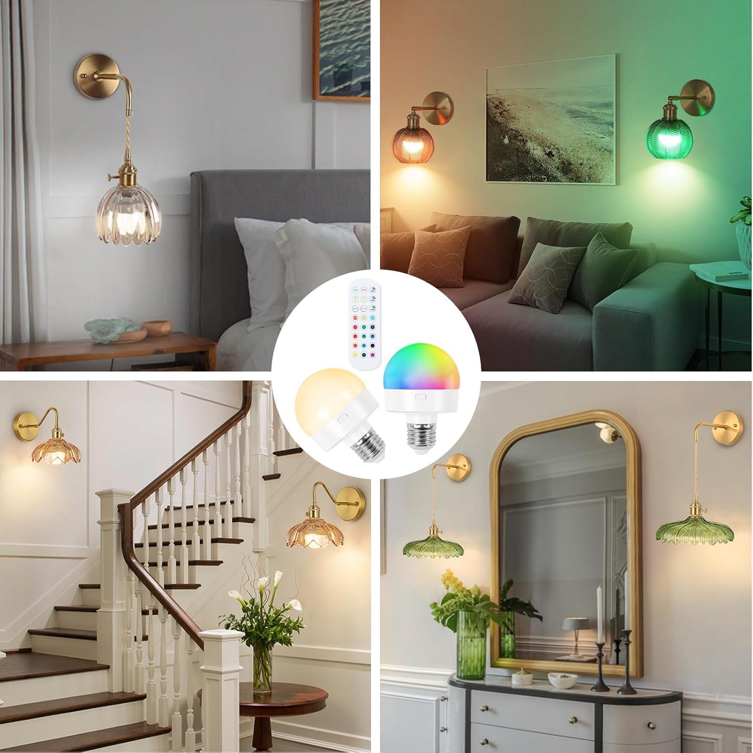 Bombilla LED recargable E26 EIDEARAY con control remoto 12 colores