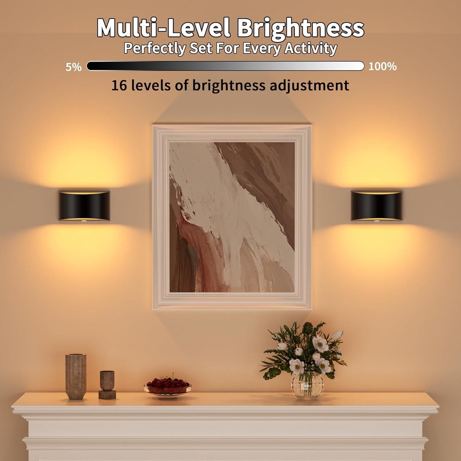 Aplique de Pared LED Inalámbrico CAMCLIM 16 Colores RGB Recargable