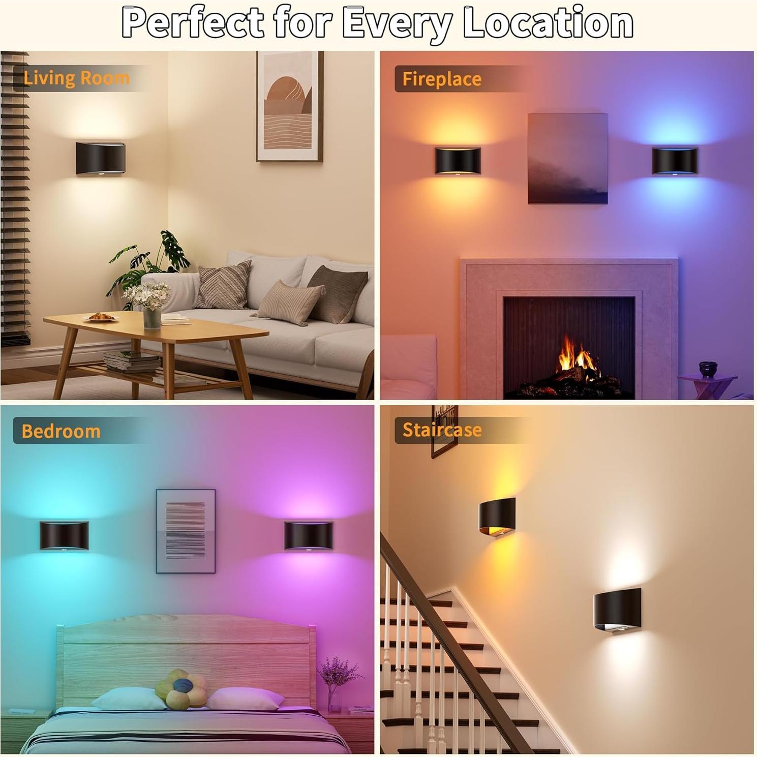 Aplique de Pared LED Inalámbrico CAMCLIM 16 Colores RGB Recargable