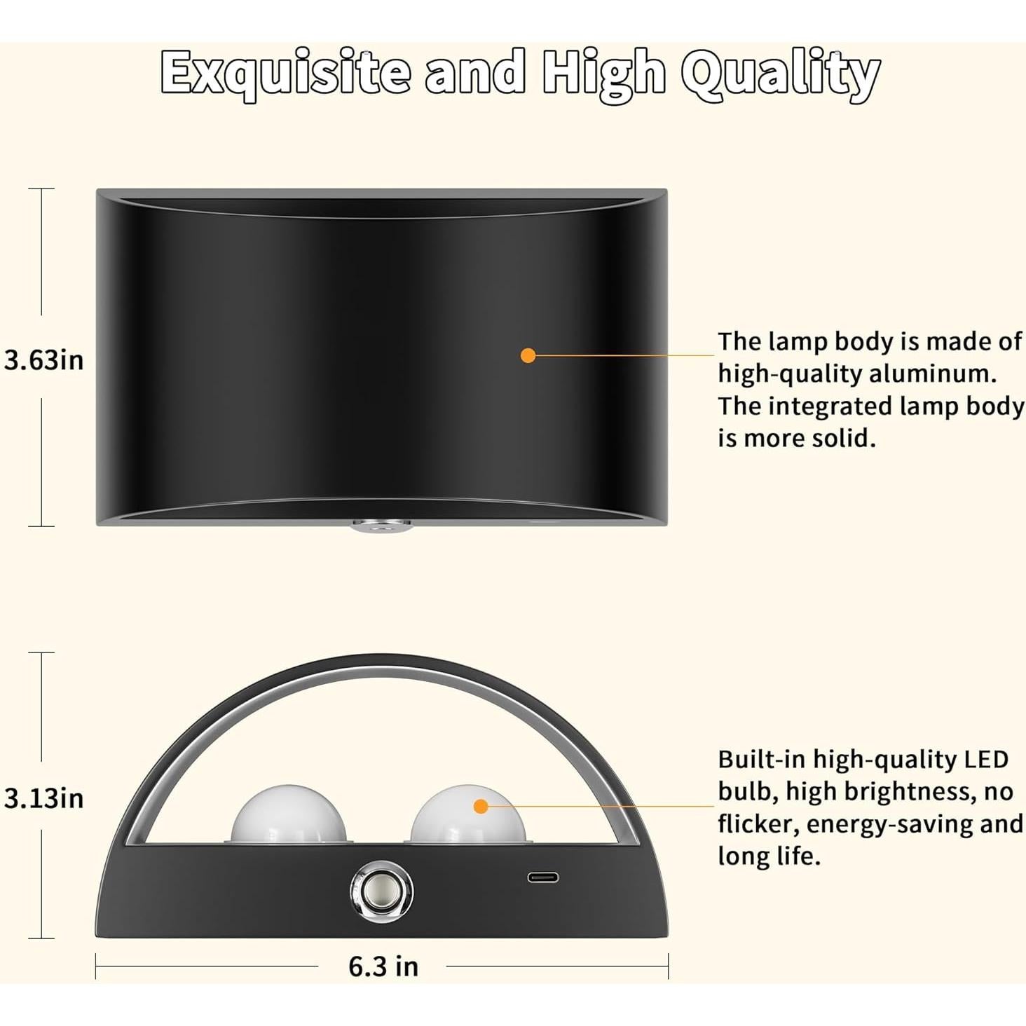 Aplique de Pared LED Inalámbrico CAMCLIM 16 Colores RGB Recargable