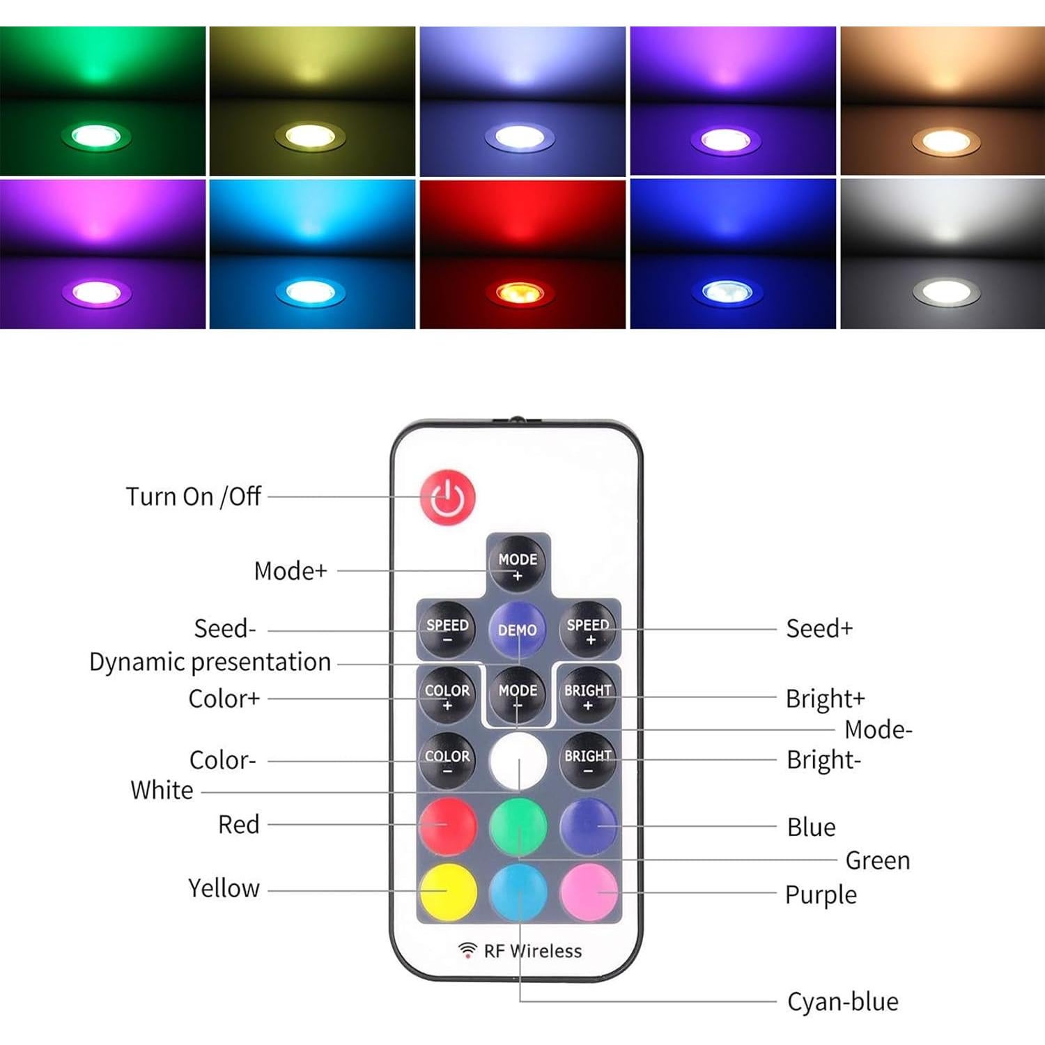 Kits de luces LED empotradas YZGWZLD 10 paquetes RGB 6 cm