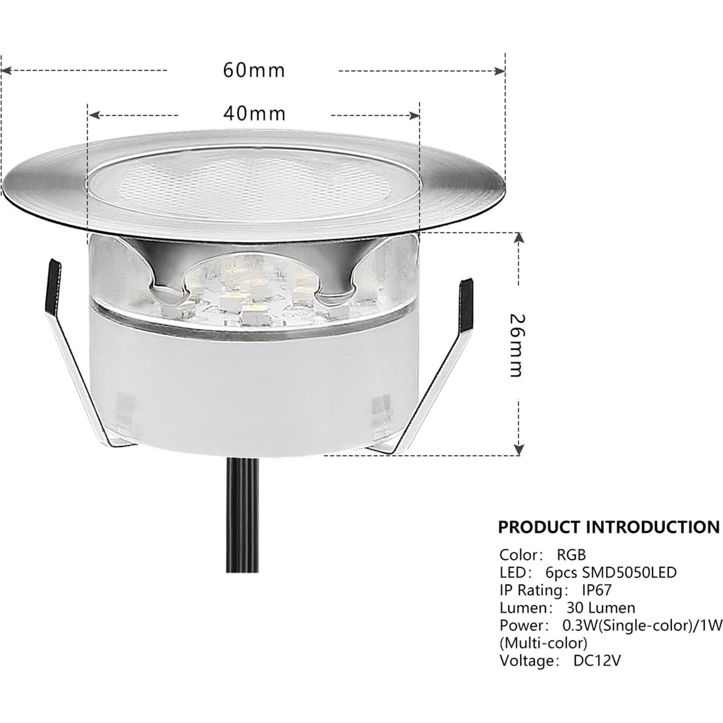 Kits de luces LED empotradas YZGWZLD 10 paquetes RGB 6 cm