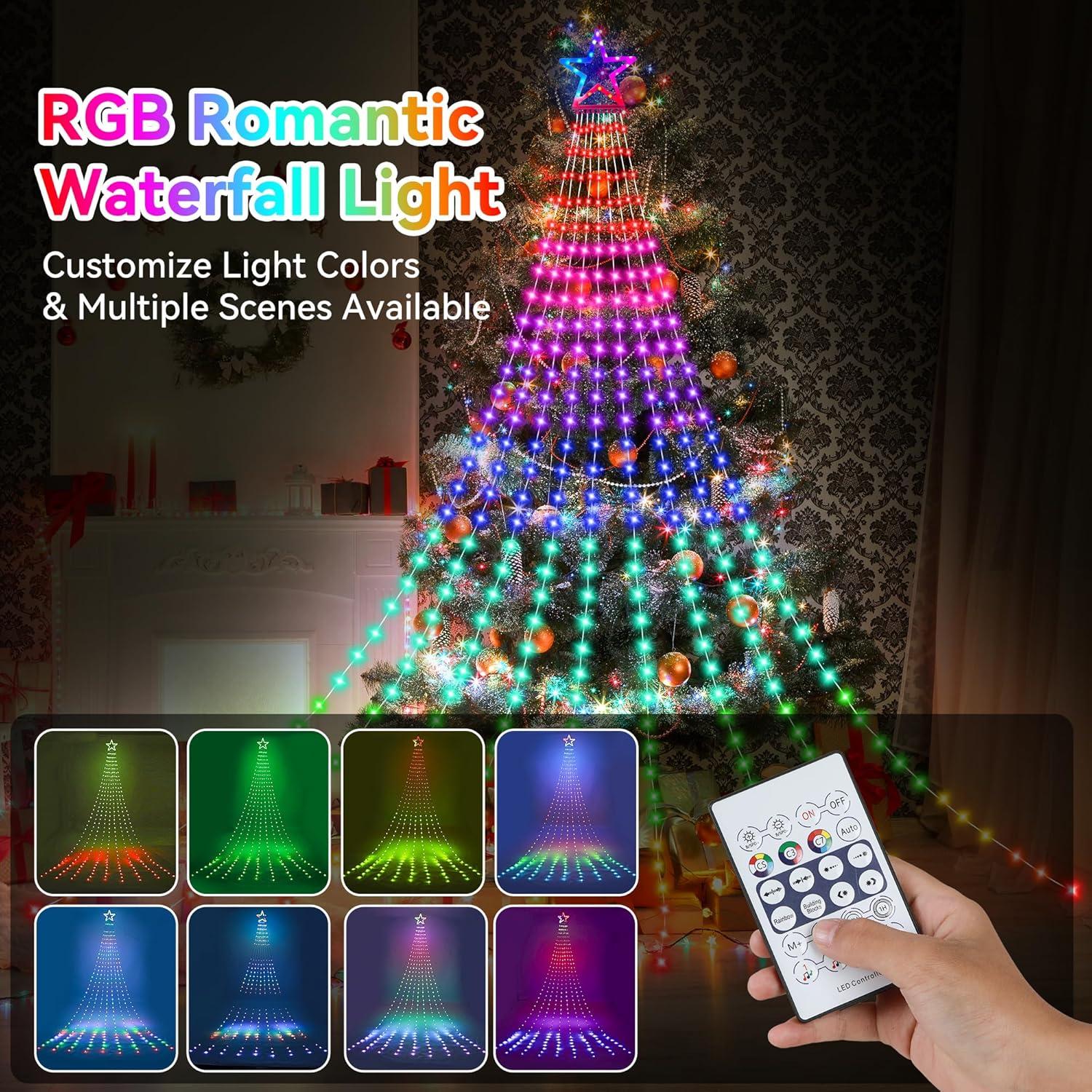 Luces de Navidad FUNIAO 320 LEDs RGB 5m con Control Remoto