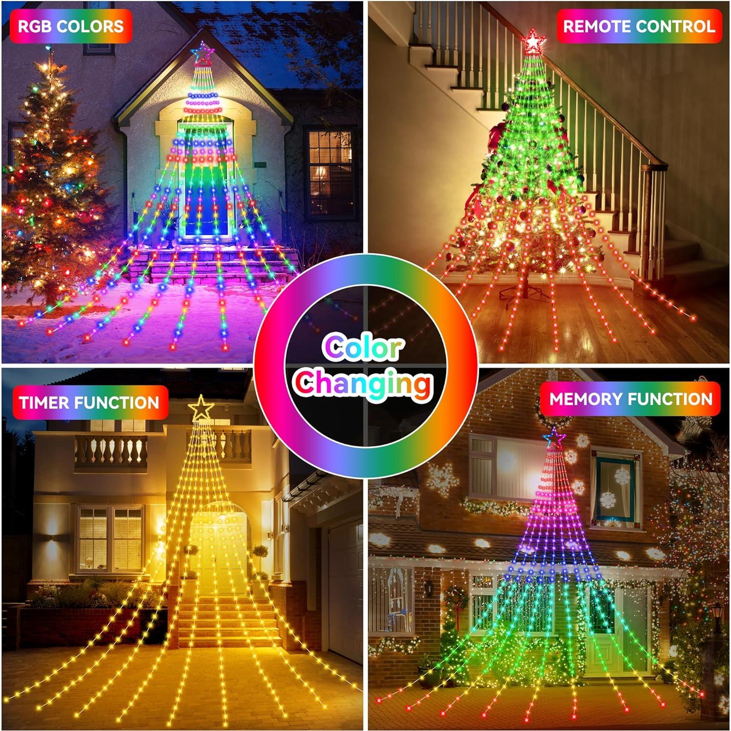 Luces de Navidad FUNIAO 320 LEDs RGB 5m con Control Remoto