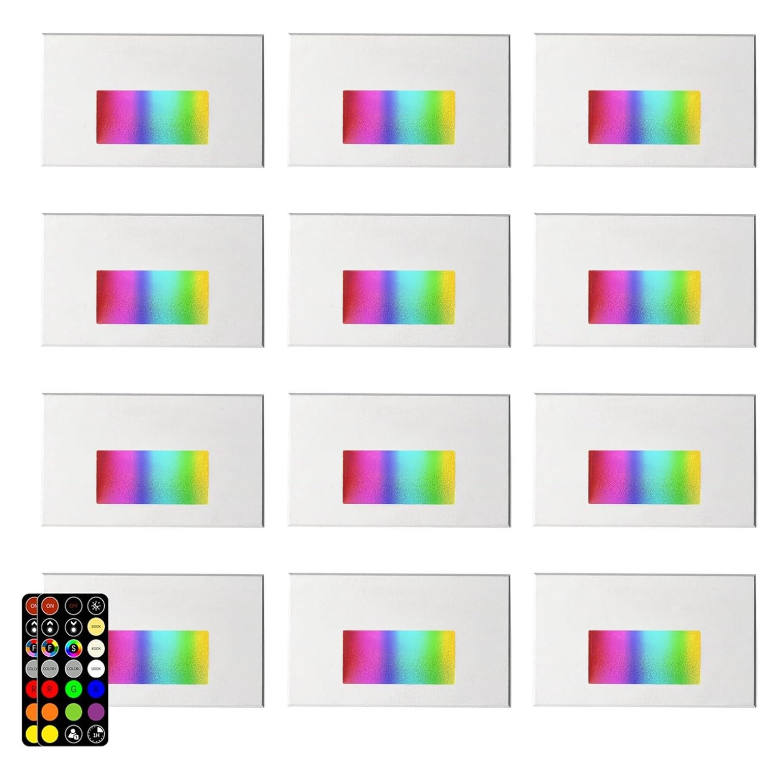 Paquete de 12 luces de escalera LED RGB TUMUPSM 12V 4W