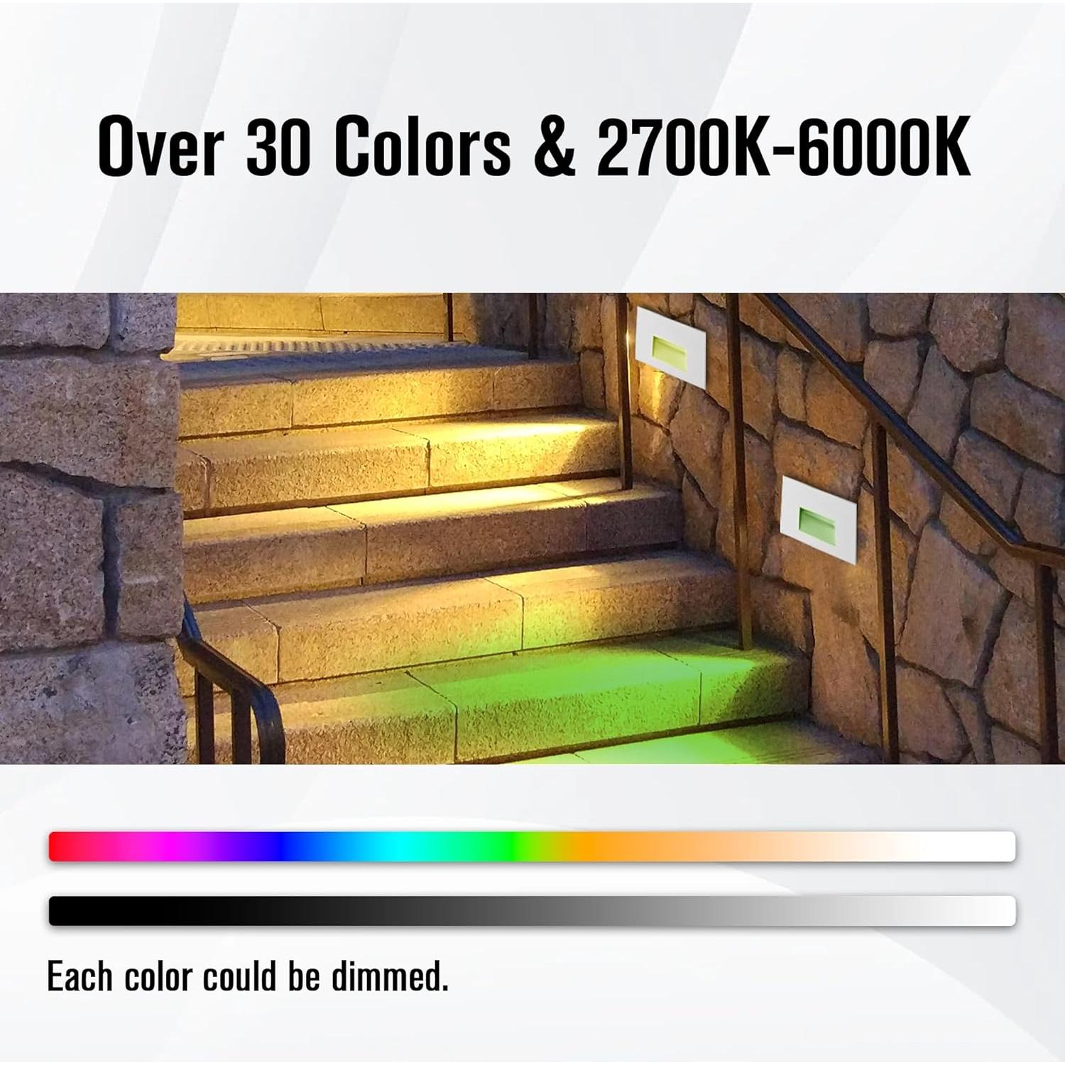 Paquete de 12 luces de escalera LED RGB TUMUPSM 12V 4W