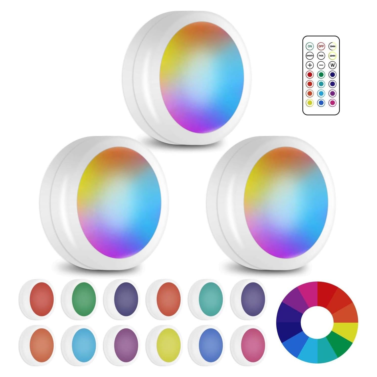 Luces LED disco SIXDEFLY 3 unidades RGB control remoto