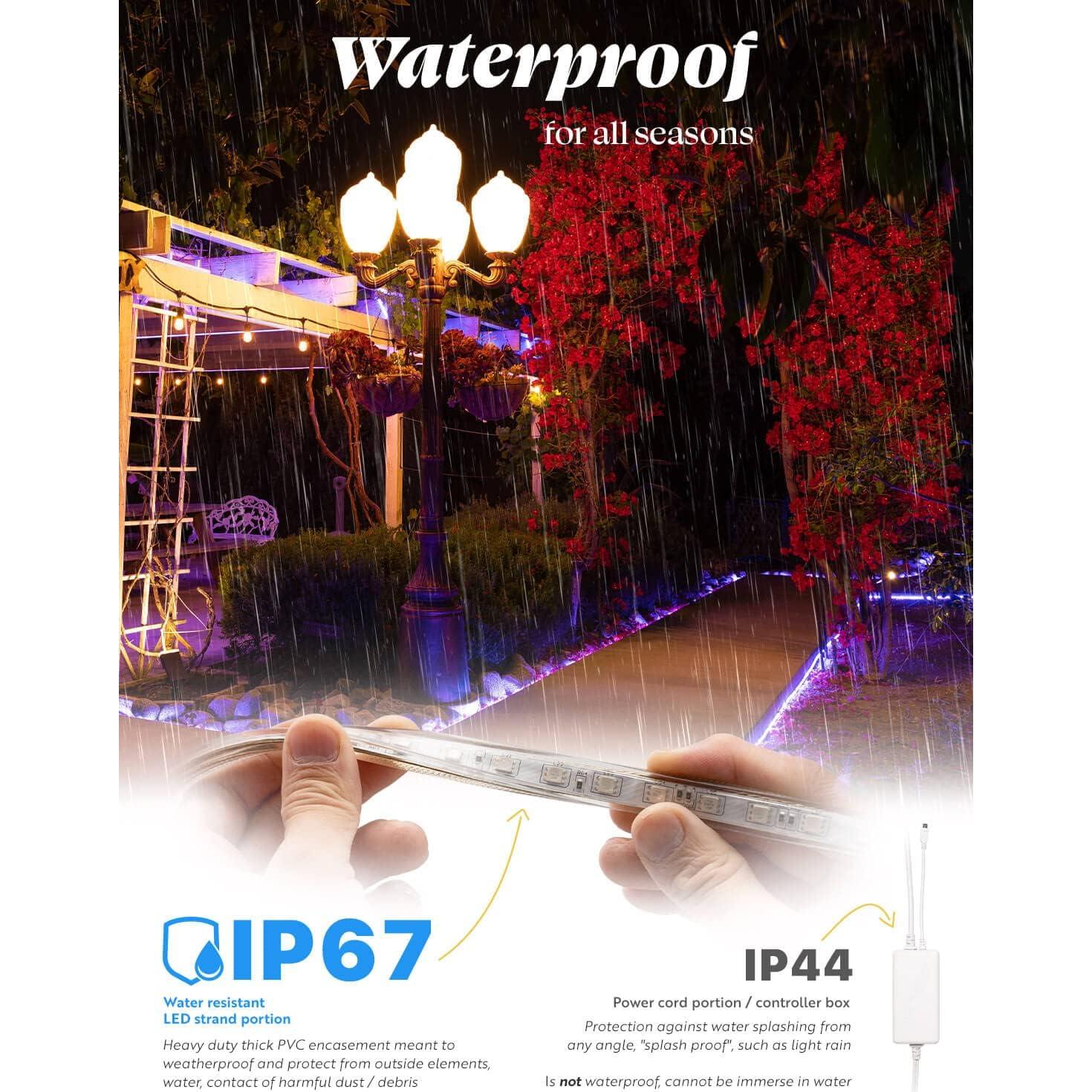 Luces de tira LED WYZworks 30.48 m SMD 5050 IP67 16 colores