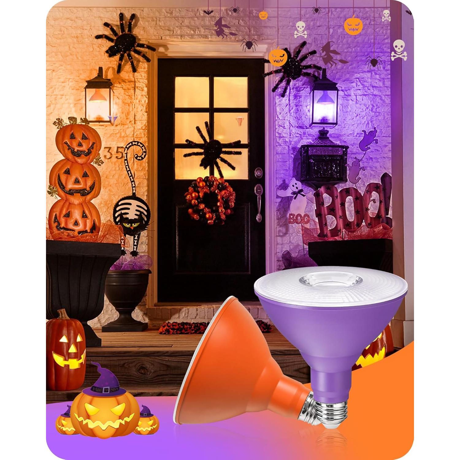 Set de 4 Focos LED Morados y Naranjas 18W Regulables GOEBLESON