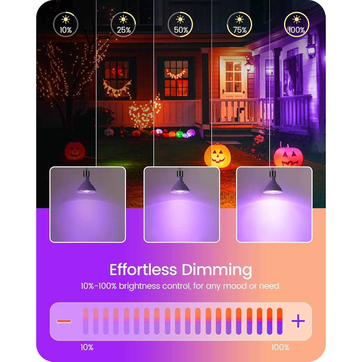 Set de 4 Focos LED Morados y Naranjas 18W Regulables GOEBLESON