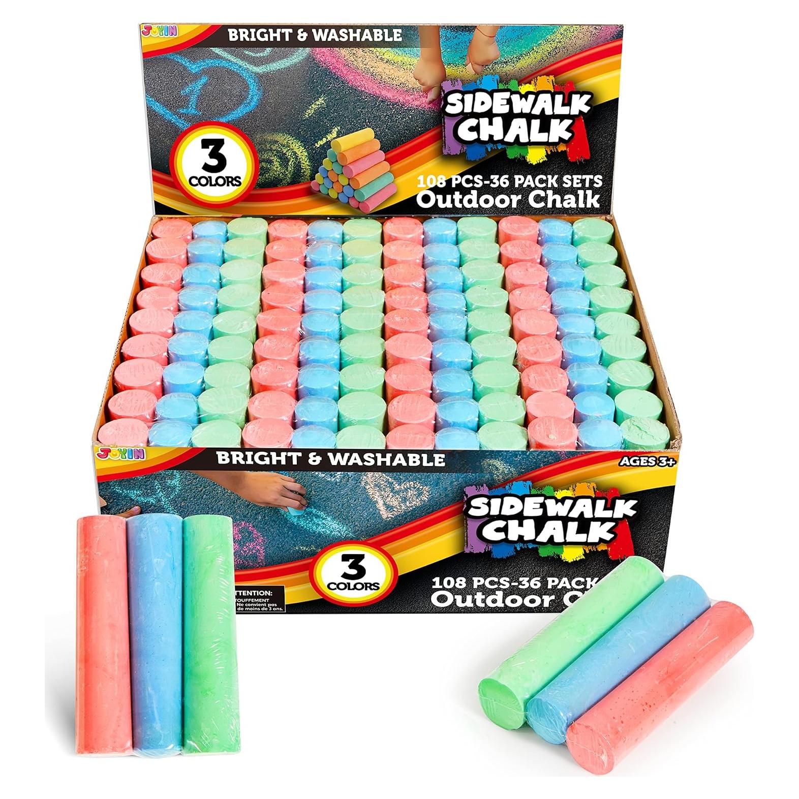 Juego de Tiza Jumbo JOYIN 108 Piezas Lavable No Tóxica