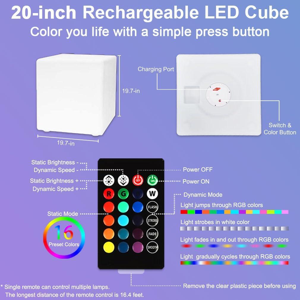 Silla Cubo LED BALMOST 50cm RGB Dimmable Impermeable