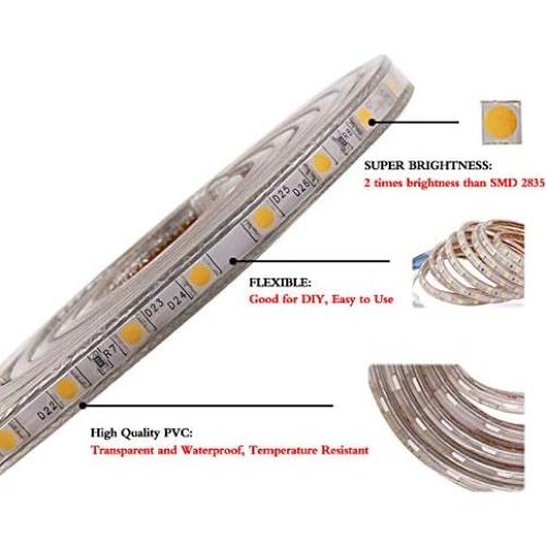 Tira LED XUNATA 10m 110V SMD 5050 Impermeable Blanco Frío