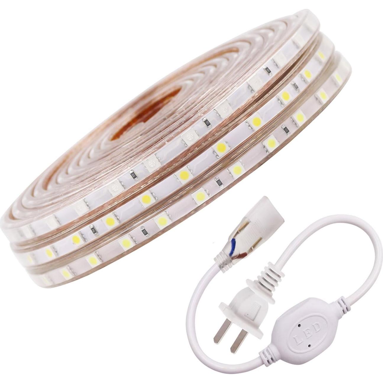 Tira LED XUNATA 10m 110V SMD 5050 Impermeable Blanco Frío