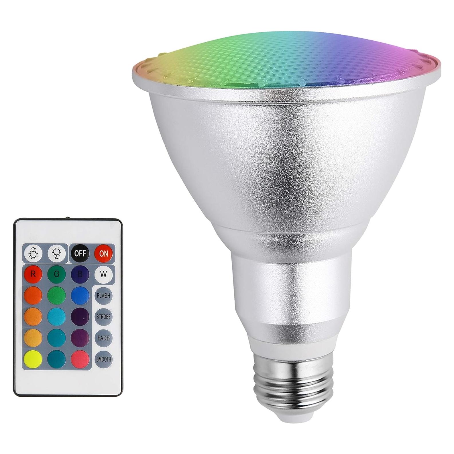 Bombilla LED RGB E27 10W DuDu Regulable 16 Colores Control Remoto
