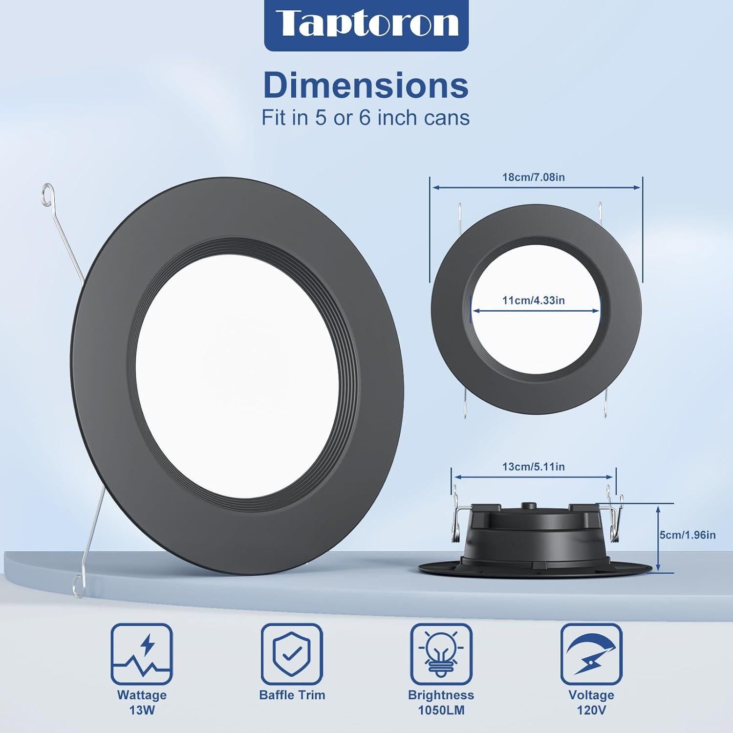 Luces empotradas LED Taptoron 13W 1050LM RGB 5/6" - Paquete de 12