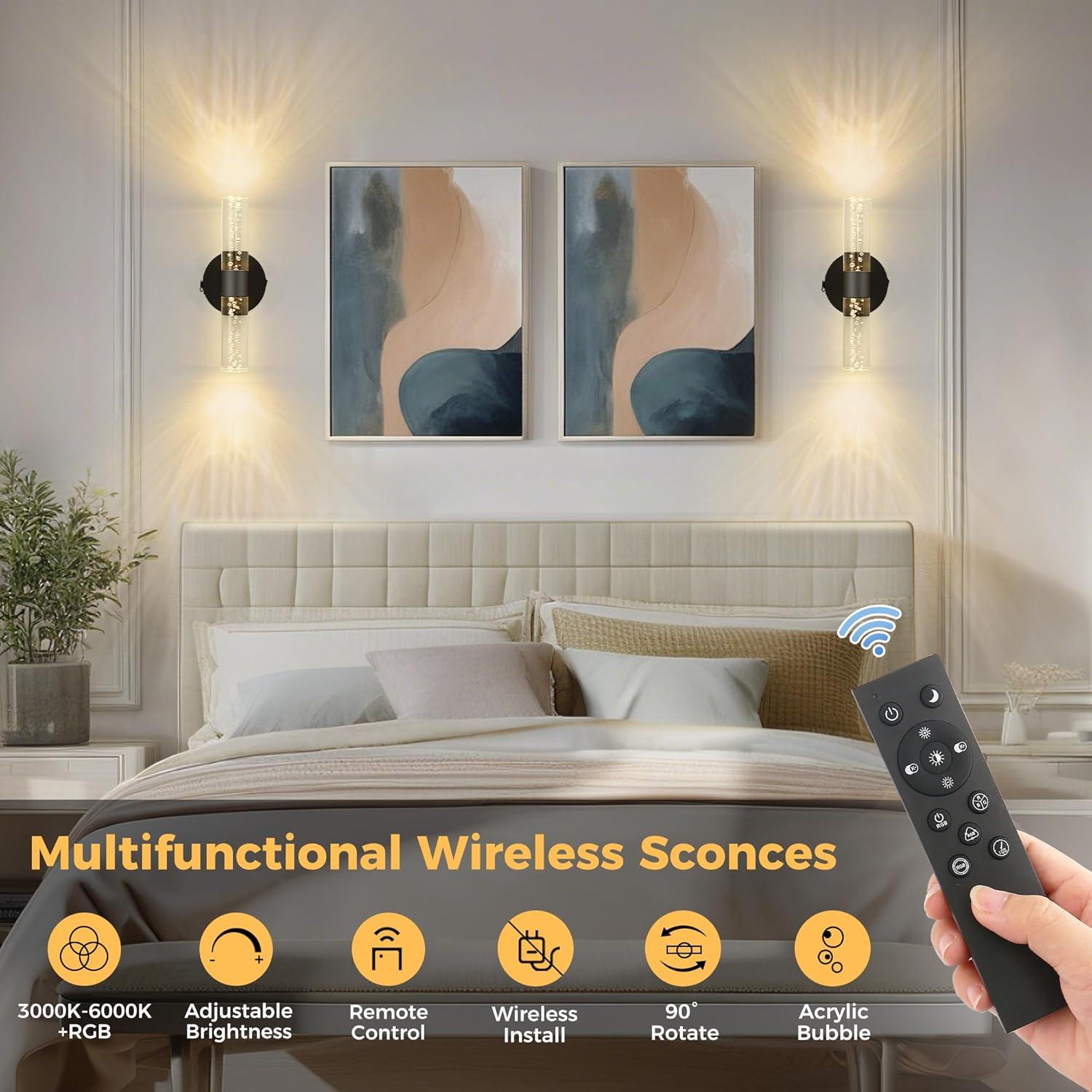 Aplique de Pared Inalámbrico DORESshop 30.48cm Negro 10000mAh