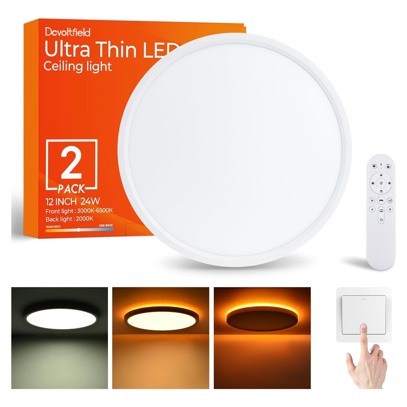 Luz de Techo LED 30cm 24W 2Pack con Control Remoto