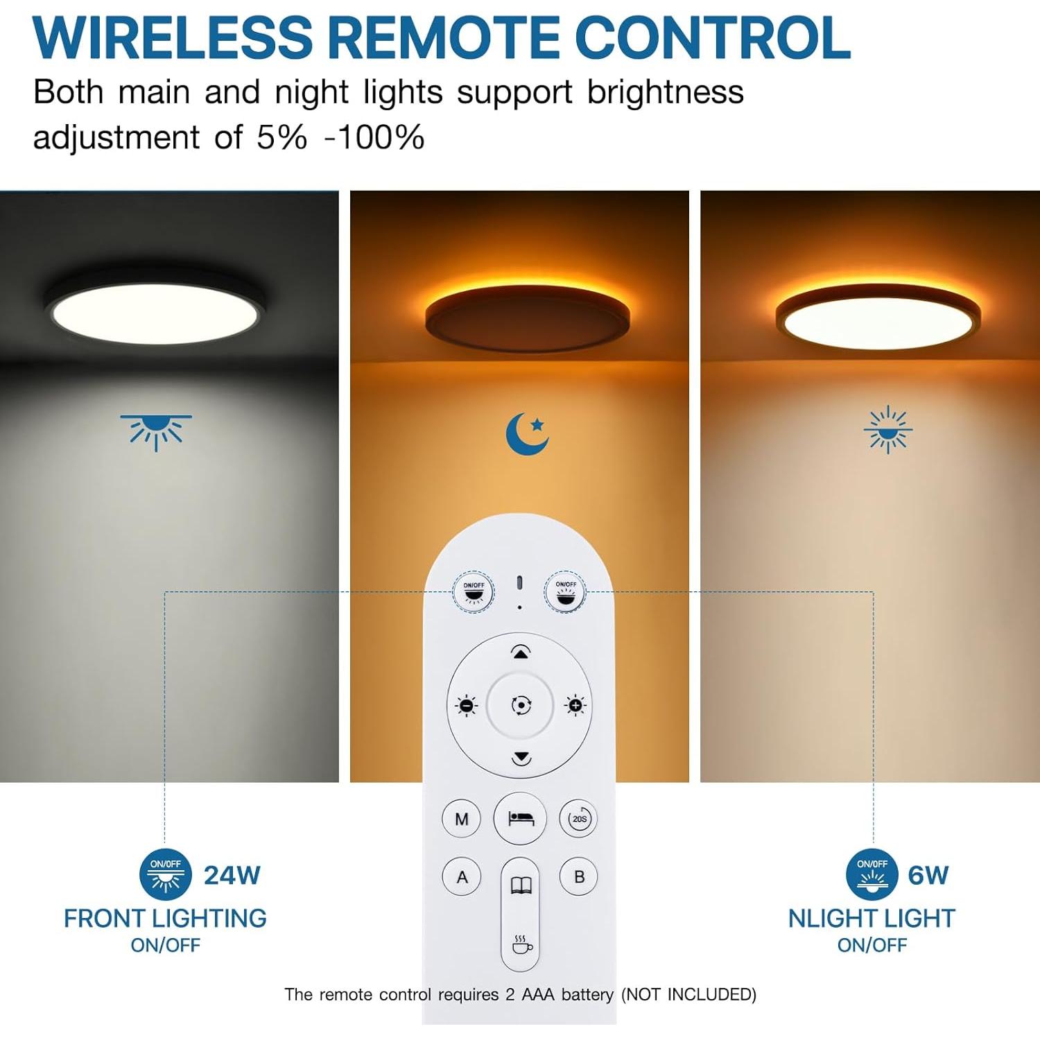 Luz de Techo LED 30cm 24W 2Pack con Control Remoto