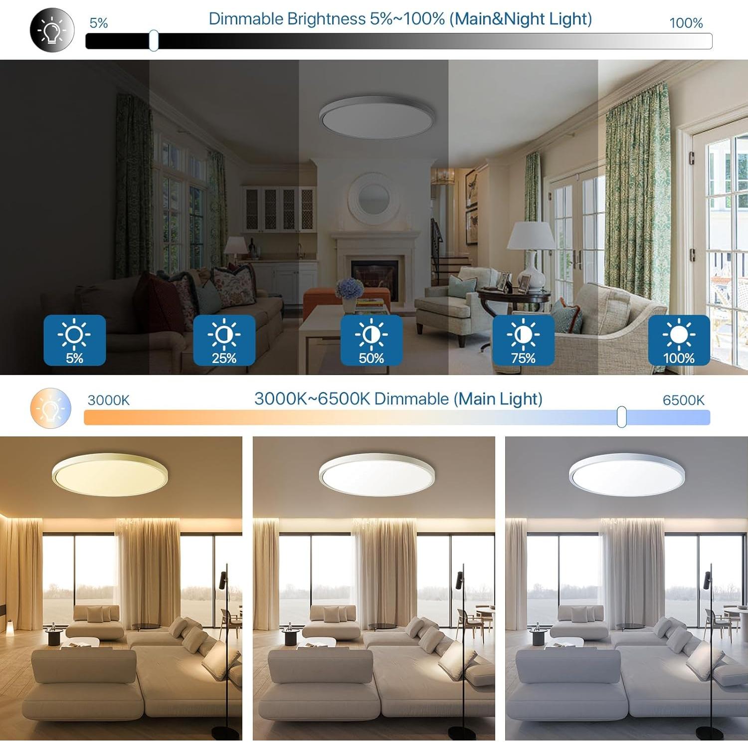 Luz de Techo LED 30cm 24W 2Pack con Control Remoto