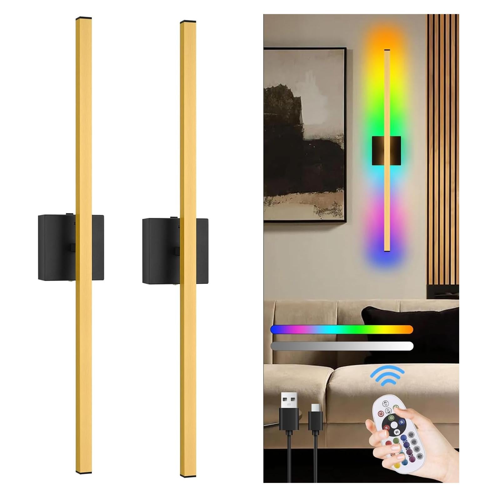 Juego de 2 apliques de pared recargables Devorpos 80 cm RGBW