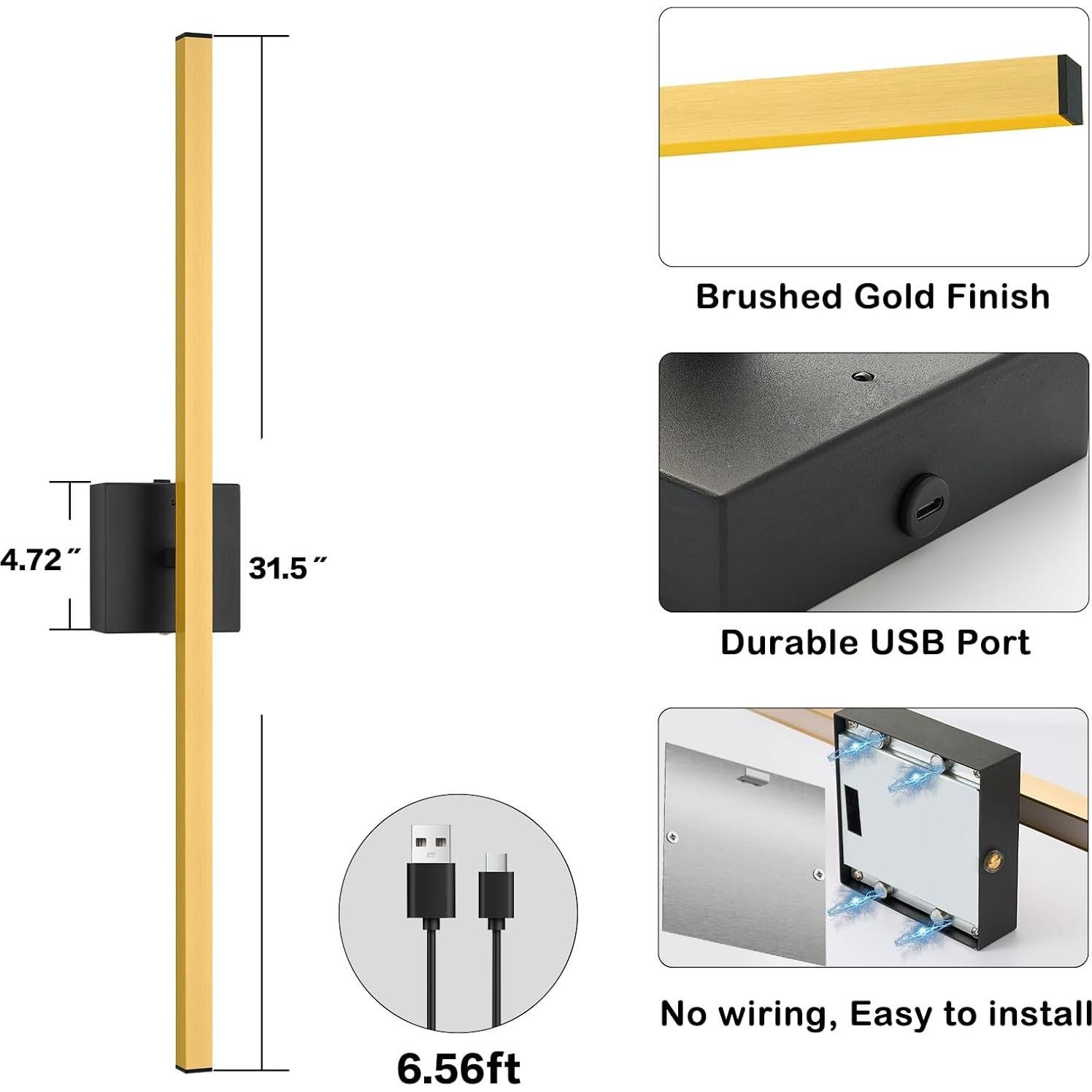 Juego de 2 apliques de pared recargables Devorpos 80 cm RGBW