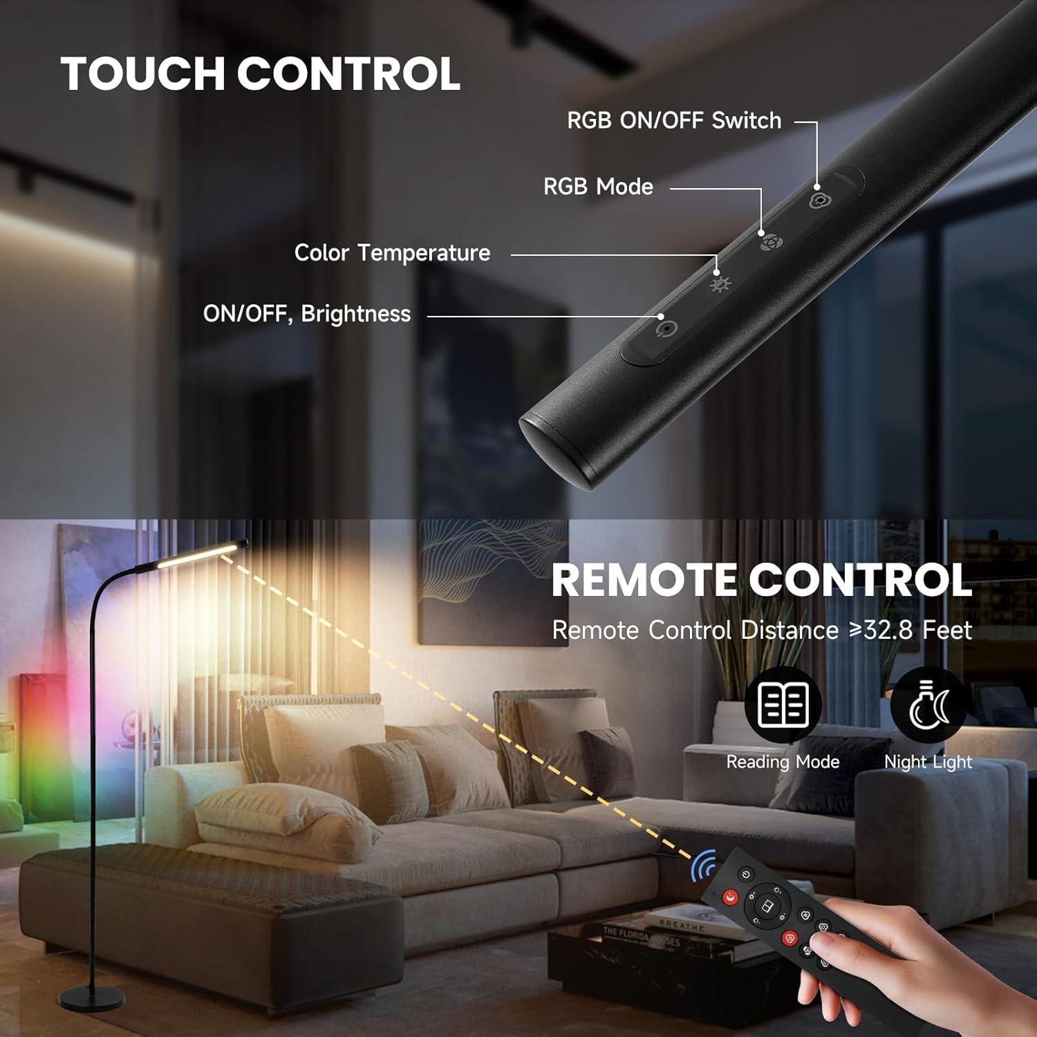 Lámpara de Pie LED SUNLINKCO Regulable con Control Remoto 3000K-5700K