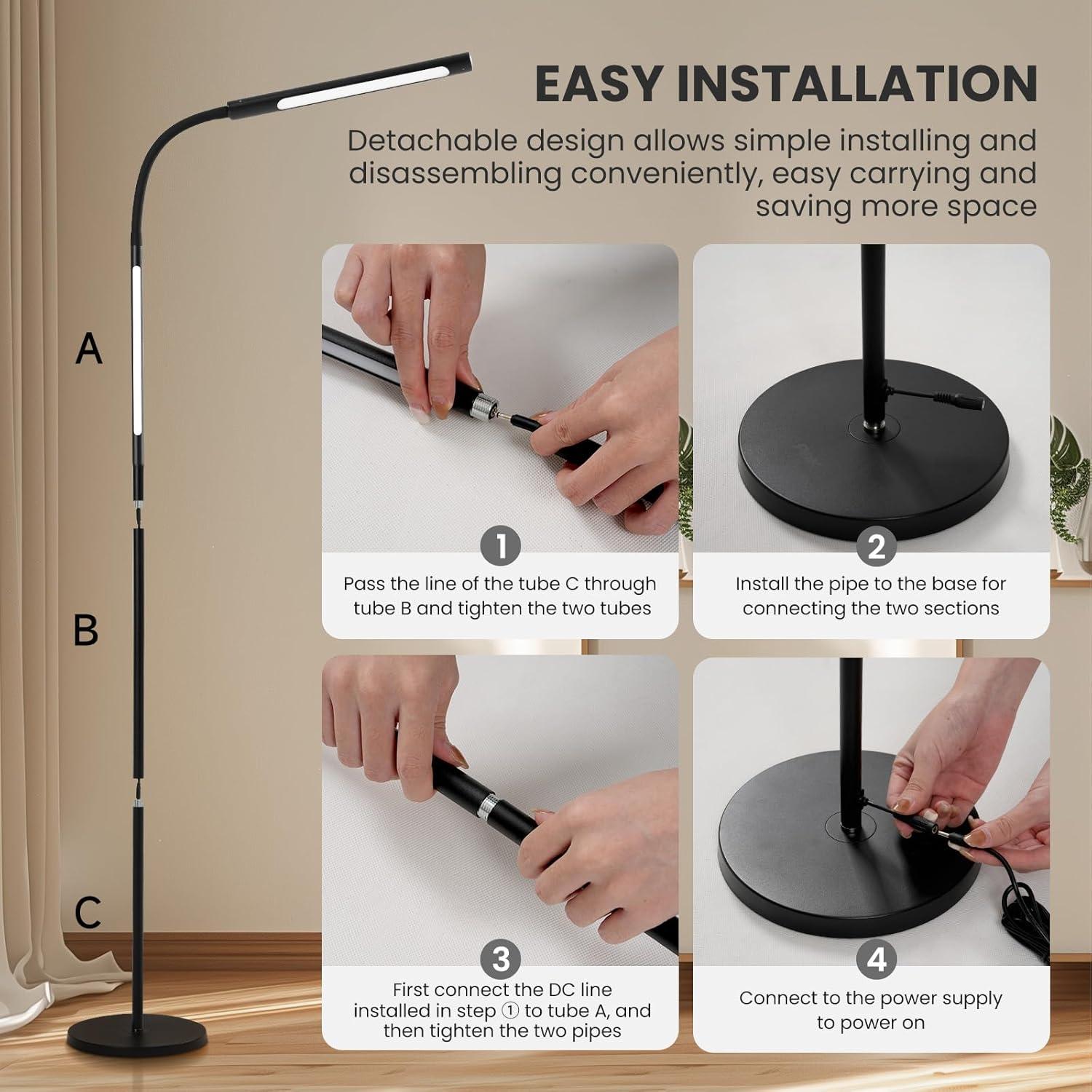 Lámpara de Pie LED SUNLINKCO Regulable con Control Remoto 3000K-5700K