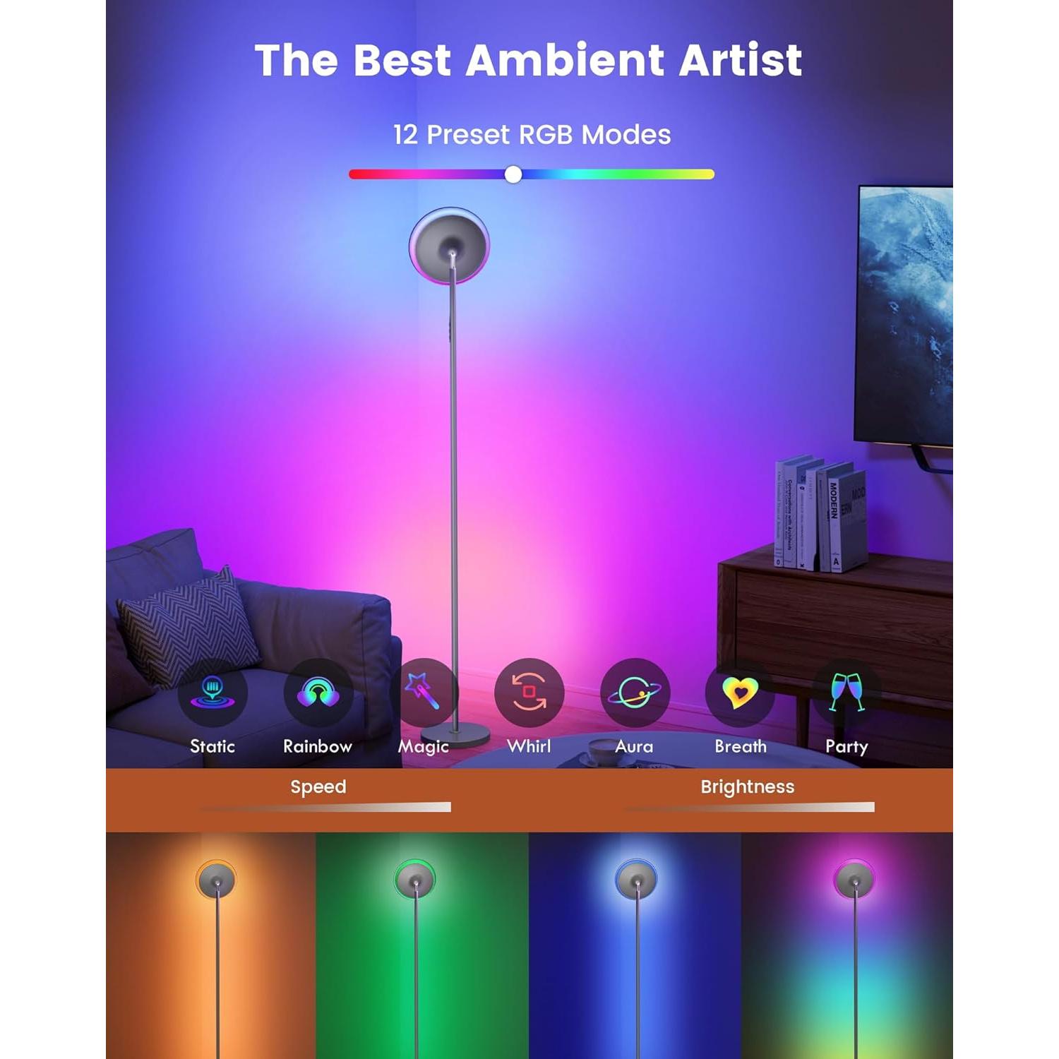 Lámpara de Pie LED ALEXPEX 42W RGB Control Remoto 3700LM