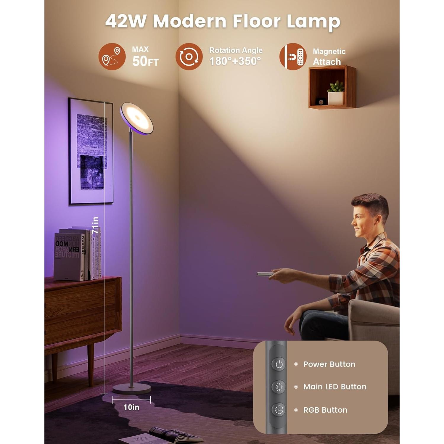 Lámpara de Pie LED ALEXPEX 42W RGB Control Remoto 3700LM