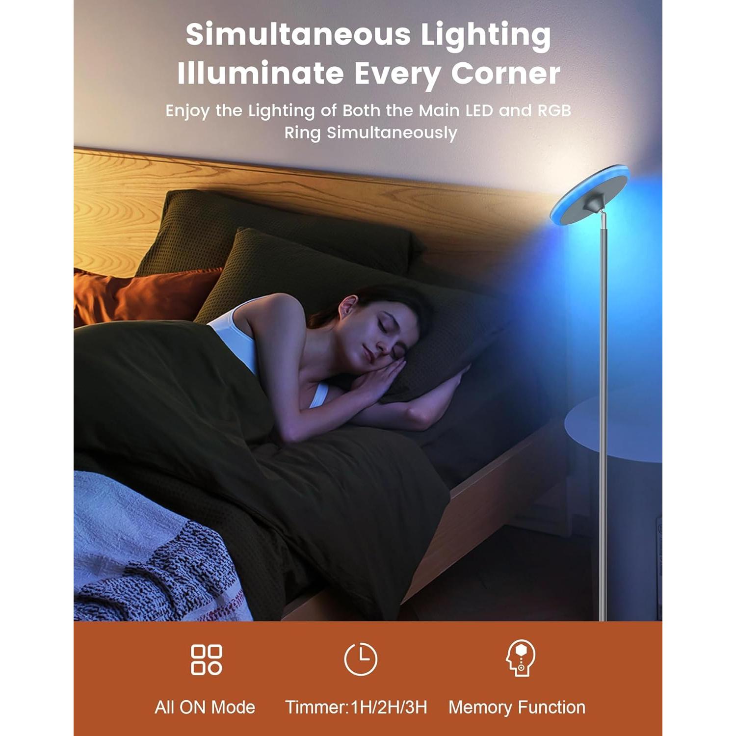 Lámpara de Pie LED ALEXPEX 42W RGB Control Remoto 3700LM